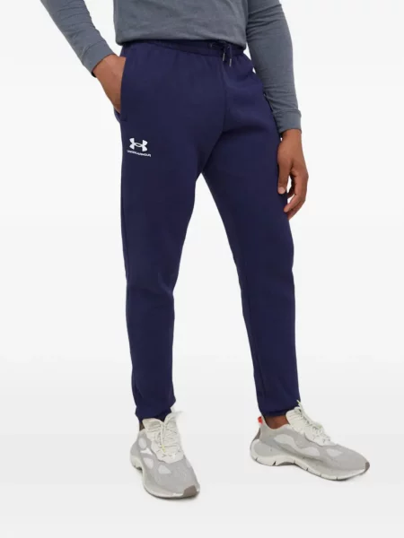 Pantaloni Under Armour cu broderie alergare cu cordon albastru