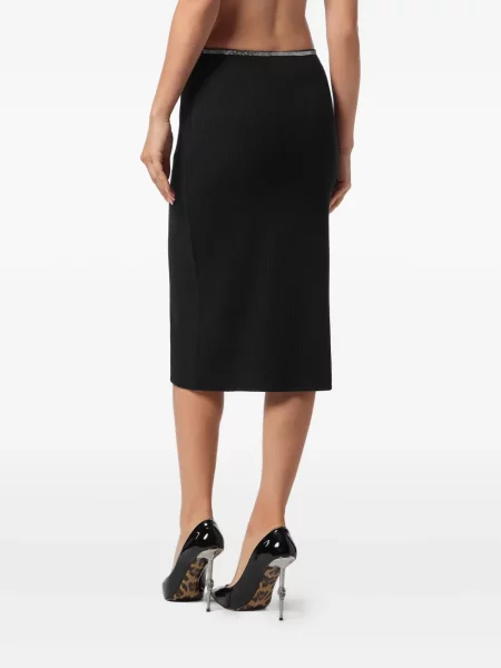 Fustă midi Philipp Plein până la genunchi negru