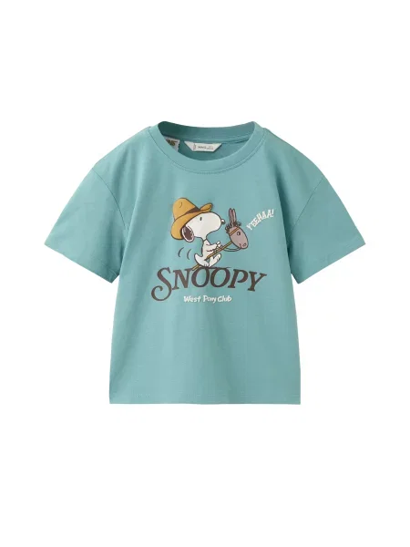 MANGO KIDS Tricou SNOOPY turcoaz / ciocolatiu / galben șofran alb