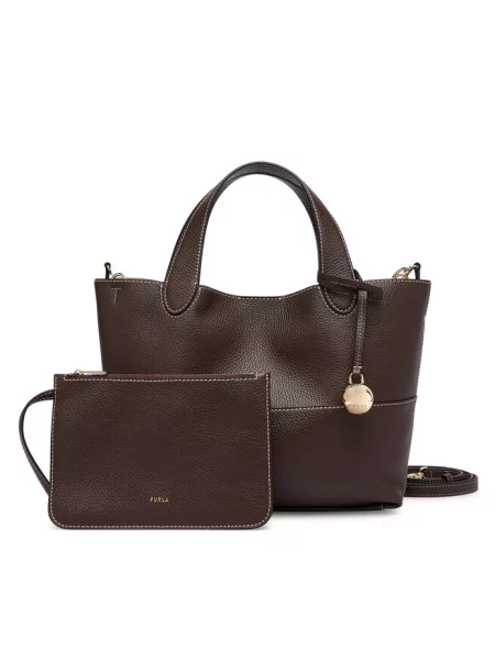 Furla torebka tote skórzana Primrose M Tote brązowa