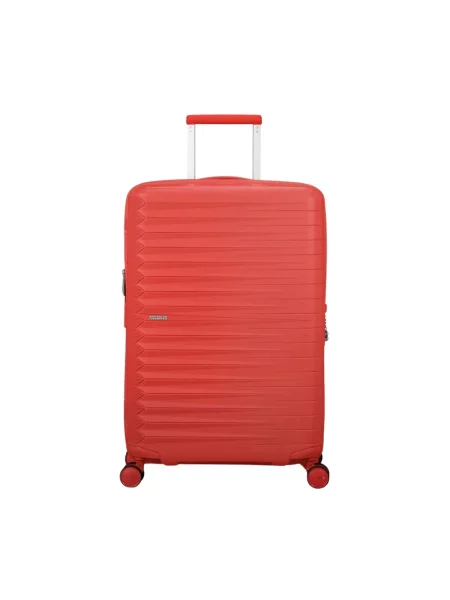 Lniana walizka American Tourister brązowa