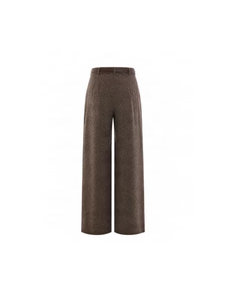 Spodnie Max Mara Studio wełniane brązowe