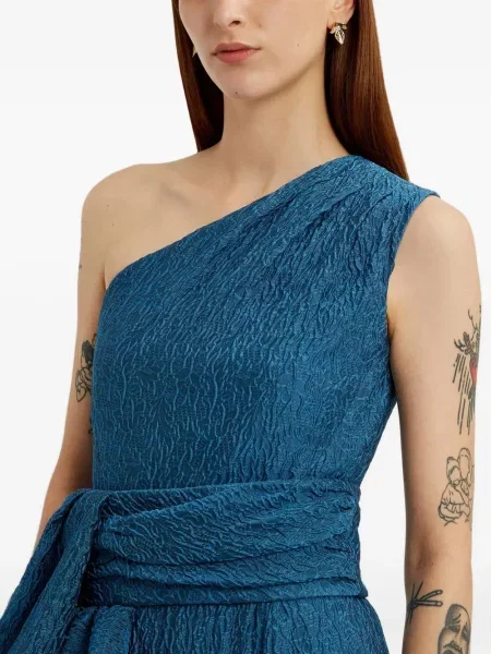 Rochie Erdem cu un umăr gol albastru