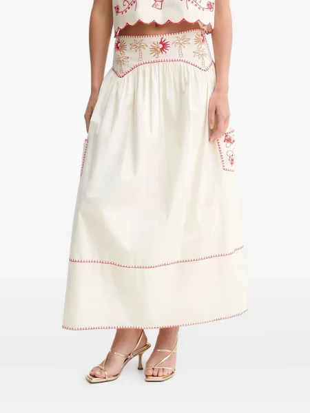 Fustă midi Never Fully Dressed până la genunchi alb