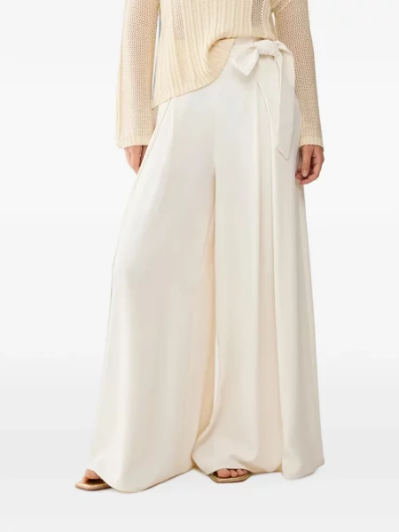 Pantaloni palazzo Pennyblack cu funde alb