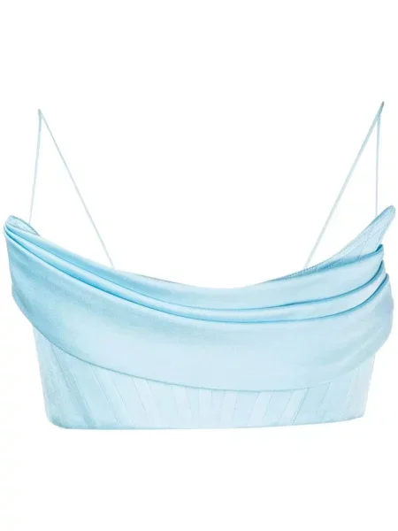 Top Alex Perry drapowany o krotszym kroju niebieski