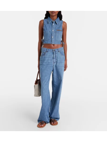 Pantaloni Miu Miu albastru