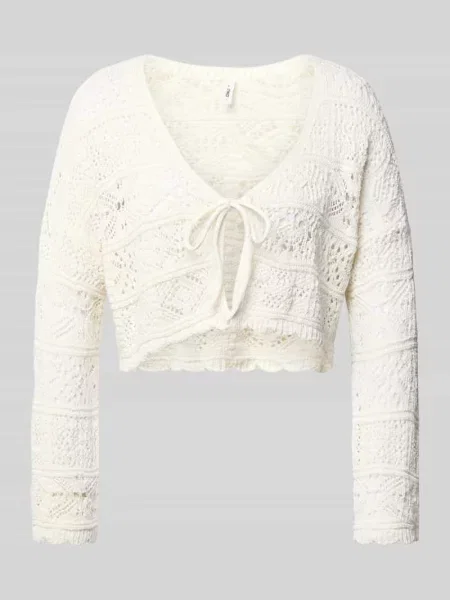 Krótki kardigan z dzianiny z mieszanki bawełny model BEACH LIFE' Only biały