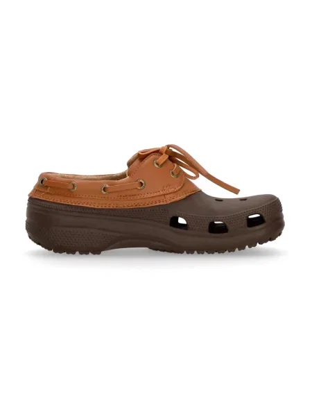 Klapki mules Crocs skórzane klasyczne brązowe