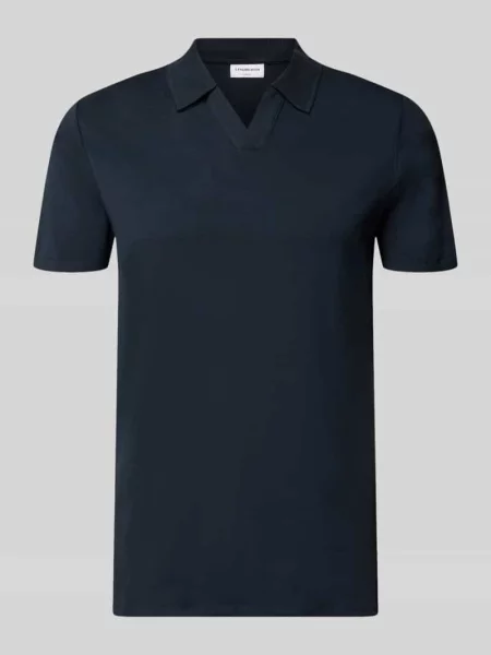 Koszulka polo o kroju slim fit z dekoltem w serek Lindbergh granatowe