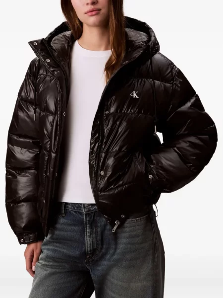 Kurtka jeansowa Calvin Klein Jeans z kapturem czarna