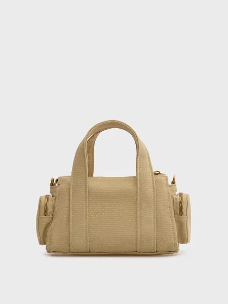 Сумка Calvin Klein с ремешками из канваса бежевая