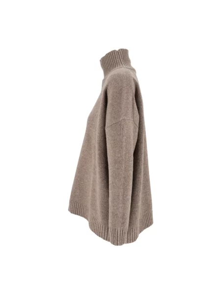 Sweter z golfem Weekend Max Mara wełniany do golfa beżowy
