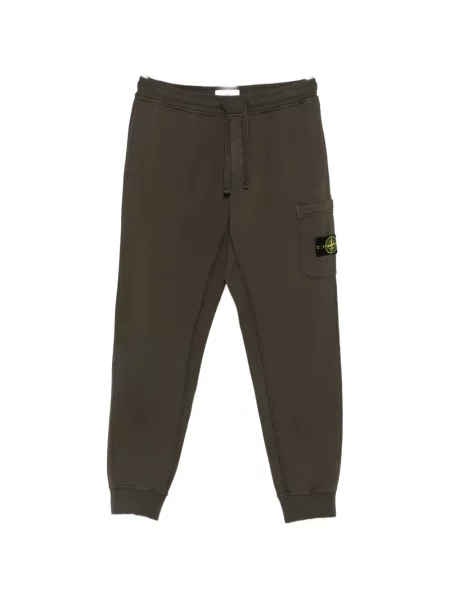 Pantaloni Stone Island cu strasuri cu buzunare aplicate alergare verde
