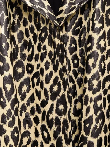 Palton Jil Sander cu imagine cu model leopard cu un singur rând de nasturi negru
