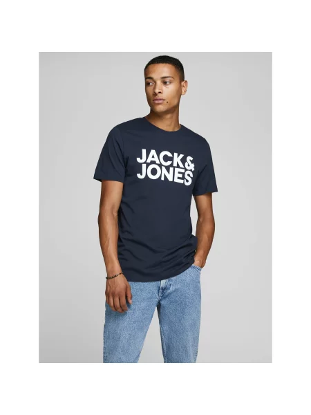 JACK & JONES Marškinėliai tamsiai / balkšva mėlyna
