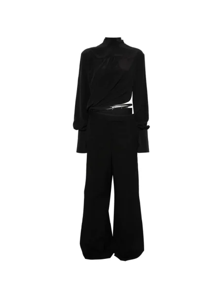 Cu centură salopetă Tom Ford de mătase negru