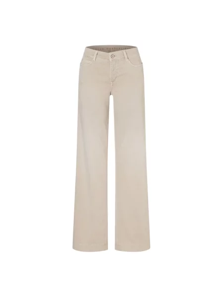 Szerokie jeansy Mac z 5 kieszeniami beżowe