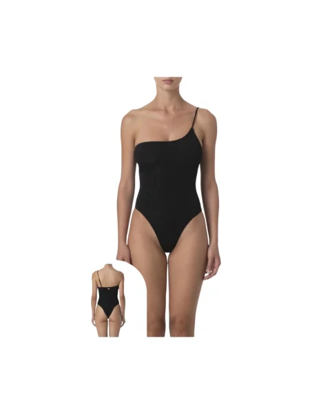 Strój kąpielowy F**k na jednym ramieniu czarny