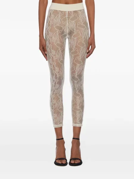 Leggings Sancta Muerte din dantelă alb