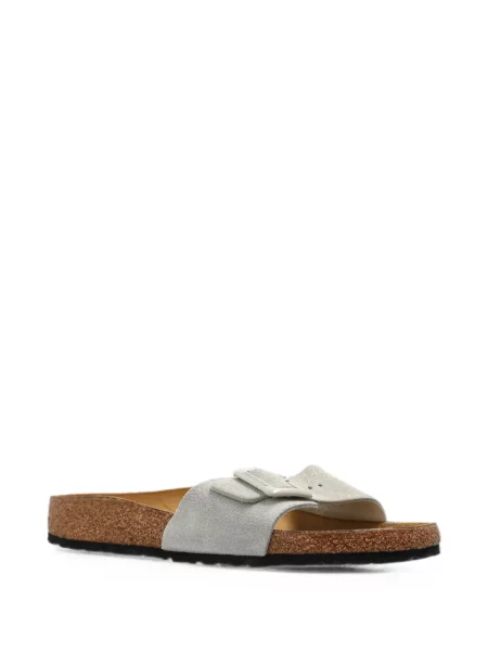 Велурени сандали Birkenstock с катарама сиво