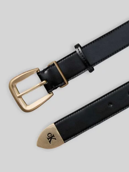 Pasek z naturalnej skóry model HW END TIP BUCKLE BELT Ck Calvin Klein czarny
