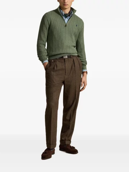 Șosete Polo Ralph Lauren cu broderie în carouri de flanelă verde