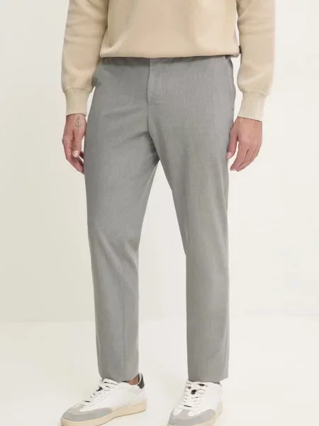 BOSS pantaloni din lana gri mulata negru