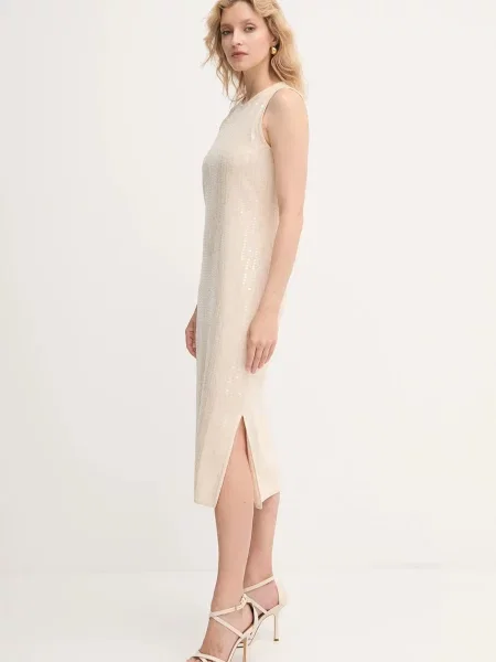 Marella sukienka midi prosta beżowy