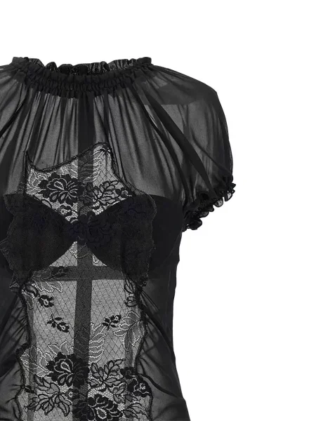 Sukienka midi The Attico tiulowa garniturowa czarna