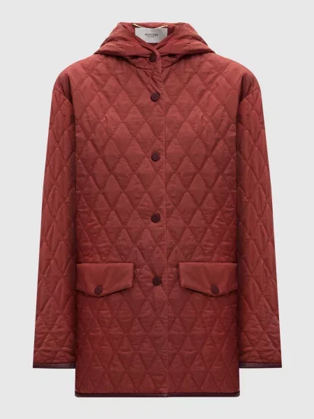 Стьобана куртка зі шкіряними вставками з металевим логотипом Agnona бордова