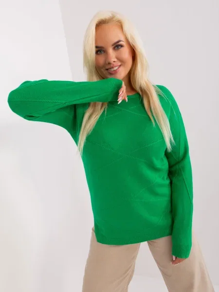Pulover Fashionhunters cu decolteu rotund verde