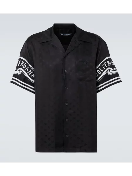 Svilena srajca Dolce&gabbana s potiskom črna
