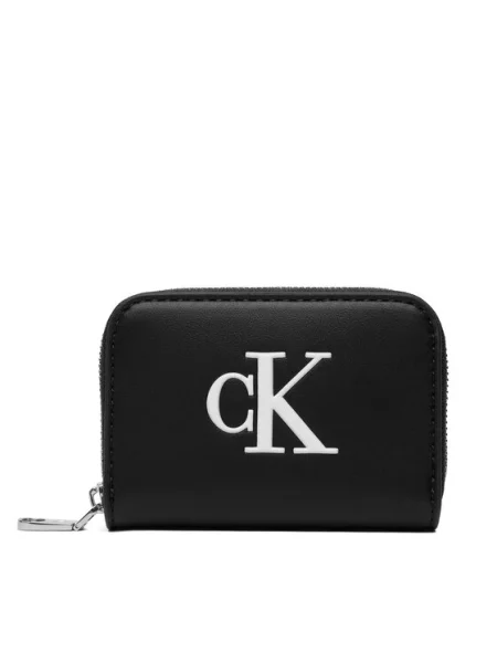 Calvin Klein Портфейл Bold Ck Medium Zip Around черен