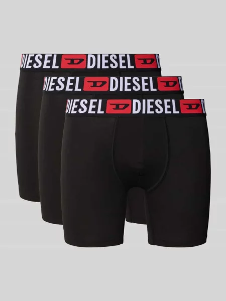 Obcisłe bokserki z wyhaftowanym logo w zestawie 3 szt. model ‘Max’ Diesel czarne