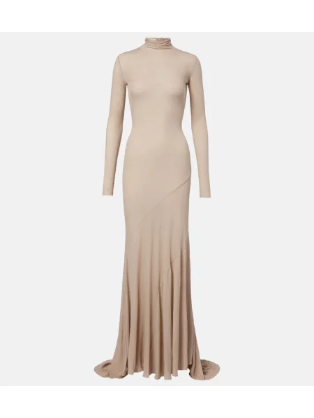 Rochie Mugler din jerseu bej