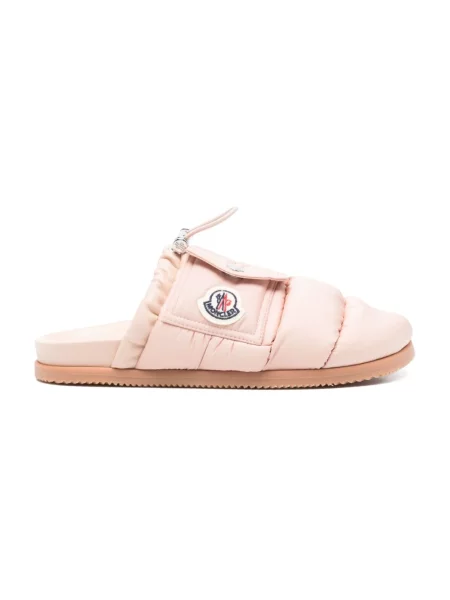 Klapki mules Moncler skórzane różowe