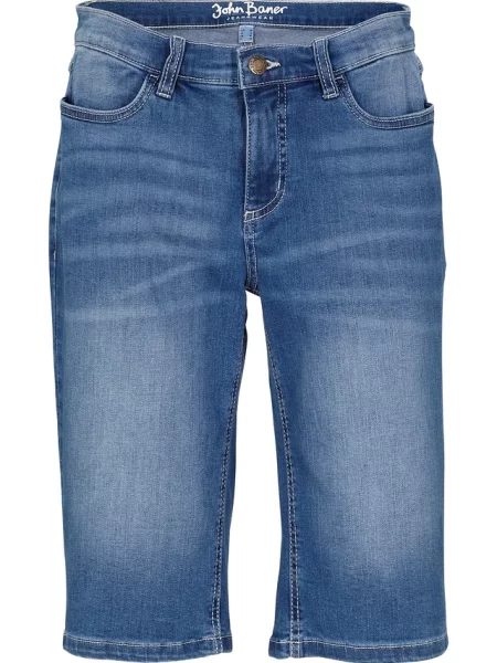 Bermudy jeansowe ze stretchem średni stan niebieskie