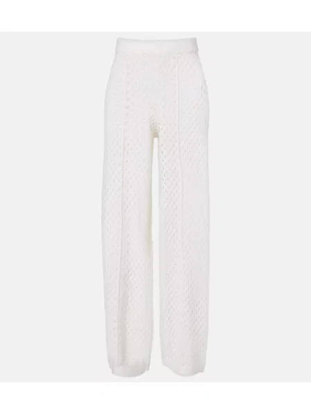 Pantaloni Jardin Des Orangers de lână cu picior lat alb