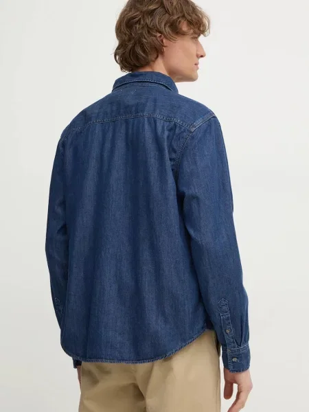 Džínová košile Calvin Klein Jeans regular s klasickým límcem modrá