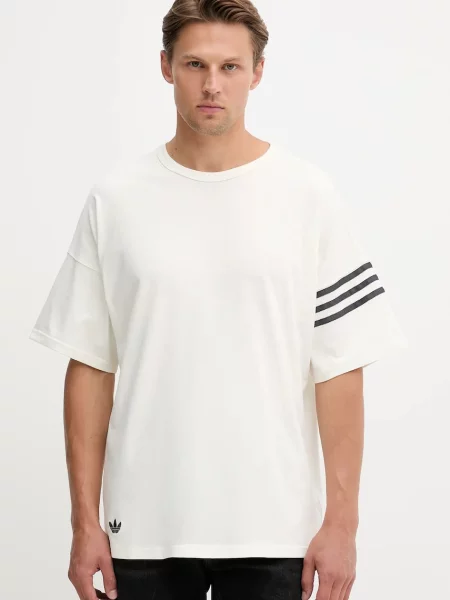 Тениска adidas Originals Neu C Tee с изчистен дизайн бежово