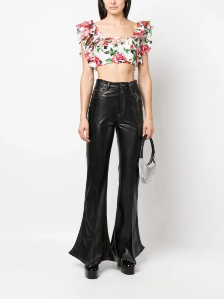 Gėlėtas raštuotas palaidinė Philipp Plein apkarpytas balta