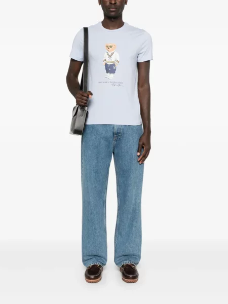 Siuvinėta dryžuota polo marškinėliai Polo Ralph Lauren balta