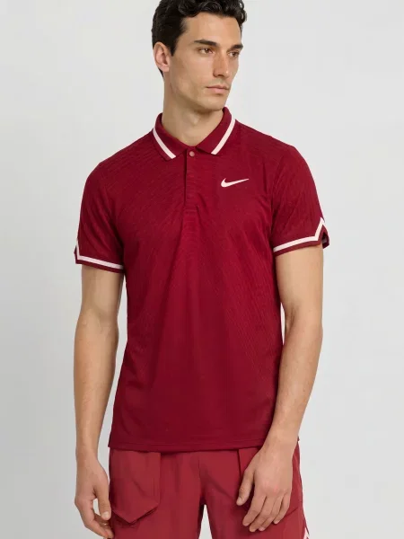 Nike Funkční Polokošile Court Slam tmavě červená bílá