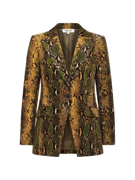 Sacou Dvf Diane Von Furstenberg cu imagine cu model piele de șarpe verde