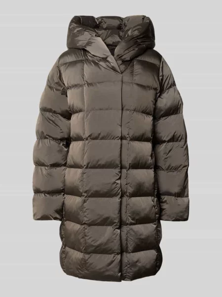 Płaszcz pikowany z efektem błyszczącym z kapturem Calvin Klein Womenswear beżowy