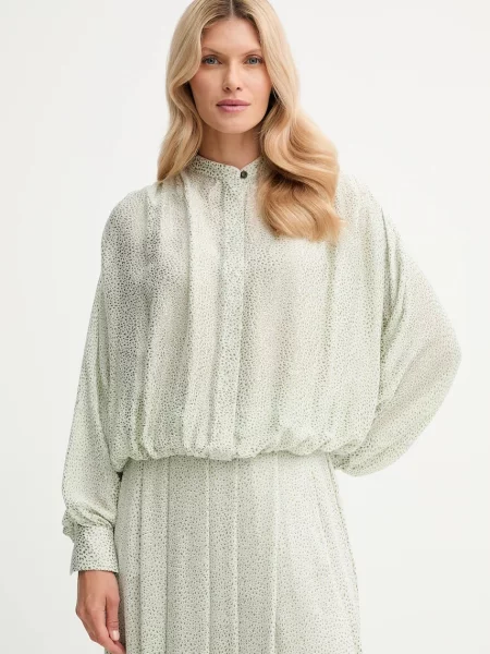 Forte Forte cămașă cu guler stand-up relaxed verde