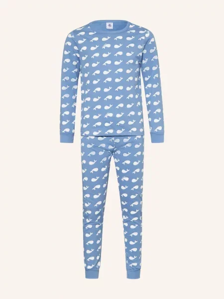 Petit Bateau Pyžamo černošedá bílá