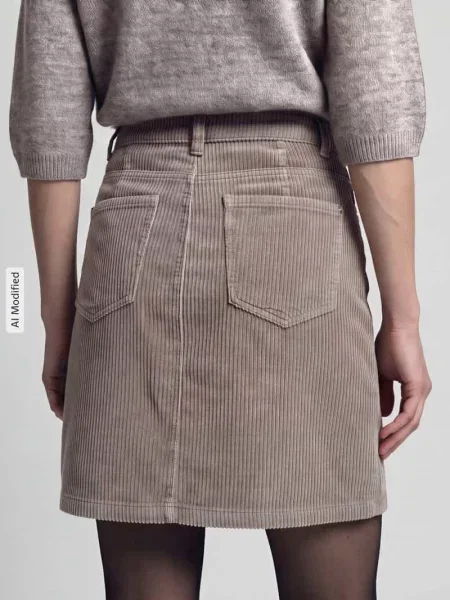 Spódnica mini z czystej bawełny o strukturze sztruksu S.oliver Red Label beżowa