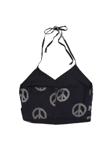 Top Obey z dekoltem halter czarny